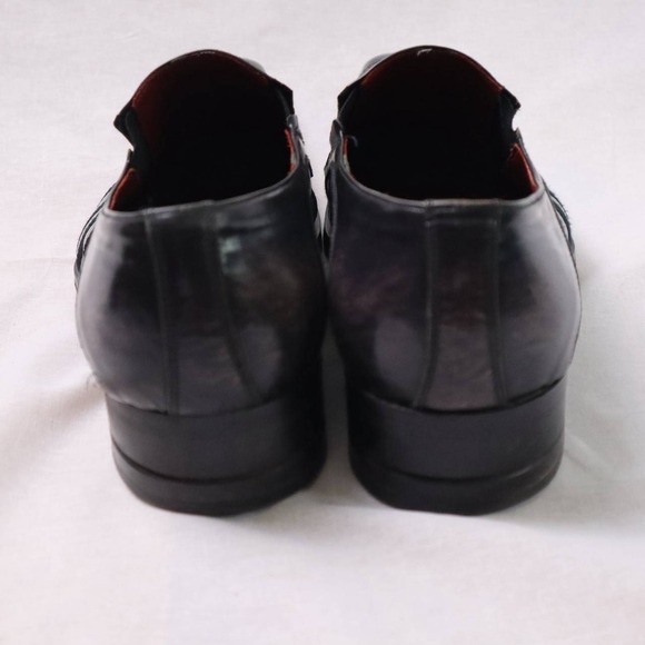 Jo Ghost Italy Black Leather Striped Slip-On Dress Shoes Sz 45 (US 11-12) Italy - Picture 4 of 9